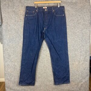 Levis 501 Jeans Mens 42x34 Dark Wash Straight Leg Button Fly Classic Denim